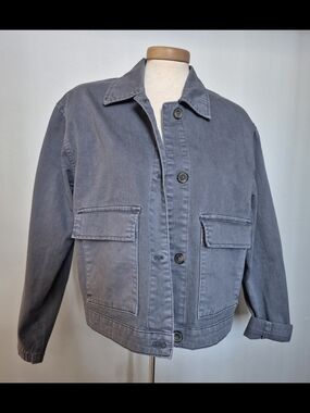 GAP Washed Denim Blue Bomber Jacket - Women